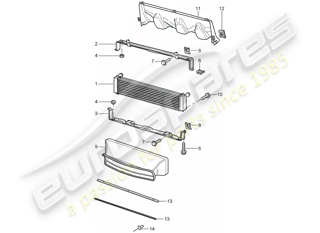 porsche 2001 (996) radiator parts diagram