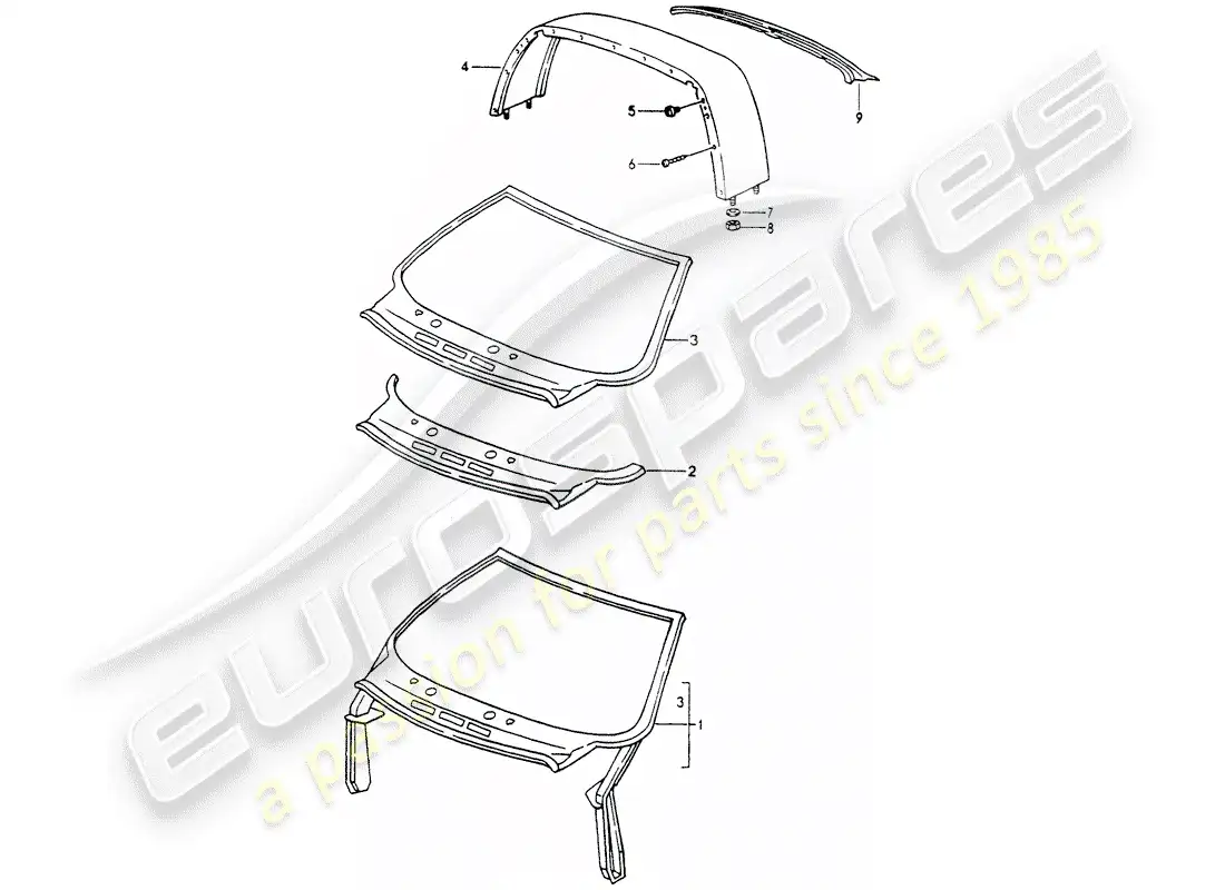 porsche 1990 (964) exterior panelling parts diagram