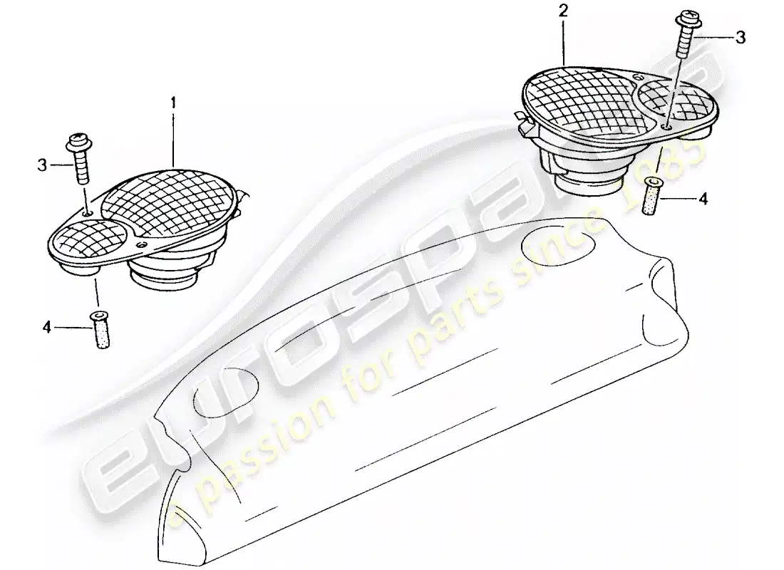 porsche 2002 (996 gt3) loudspeaker parts diagram