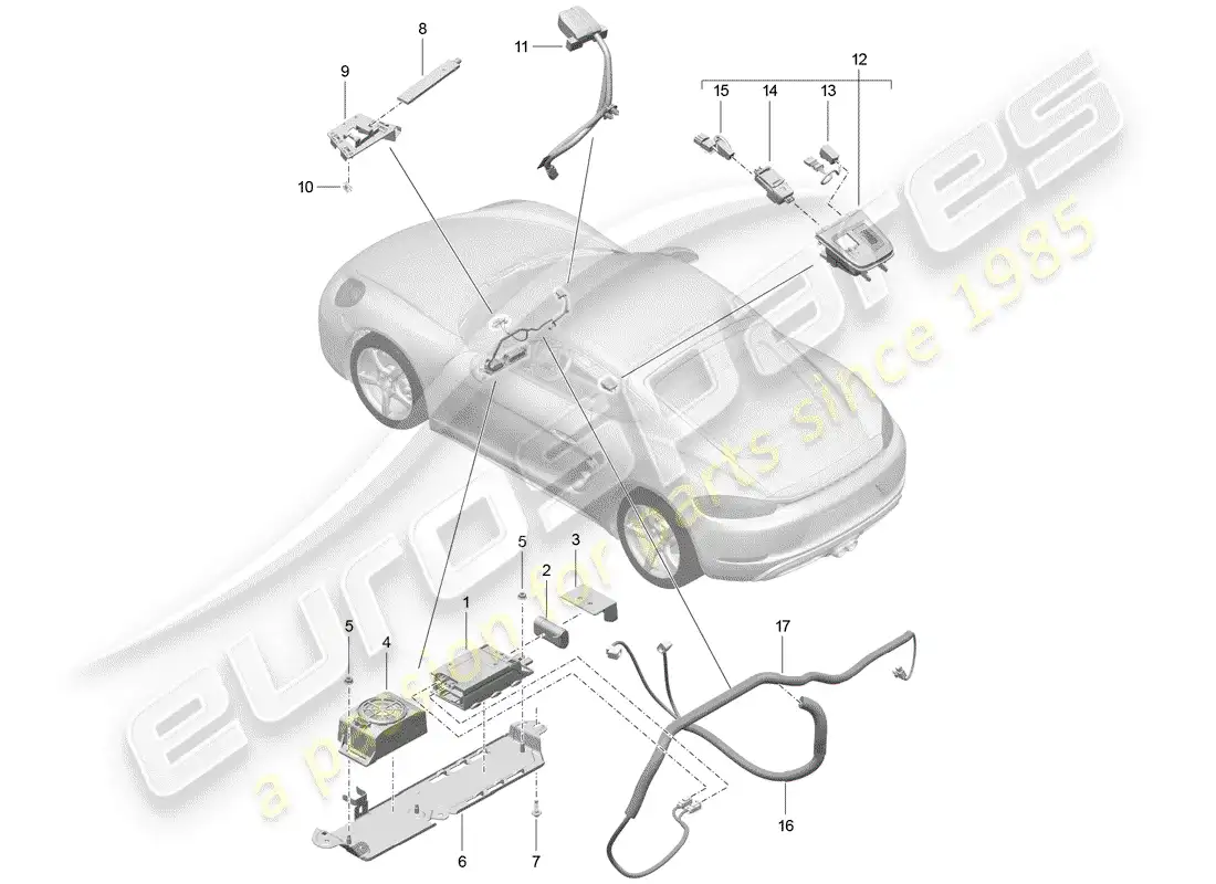 porsche 2017 (718 cayman) for vehicles with telephone parts diagram