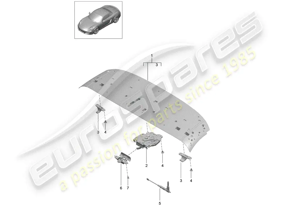 porsche 2014 (981 boxster) top frame parts diagram