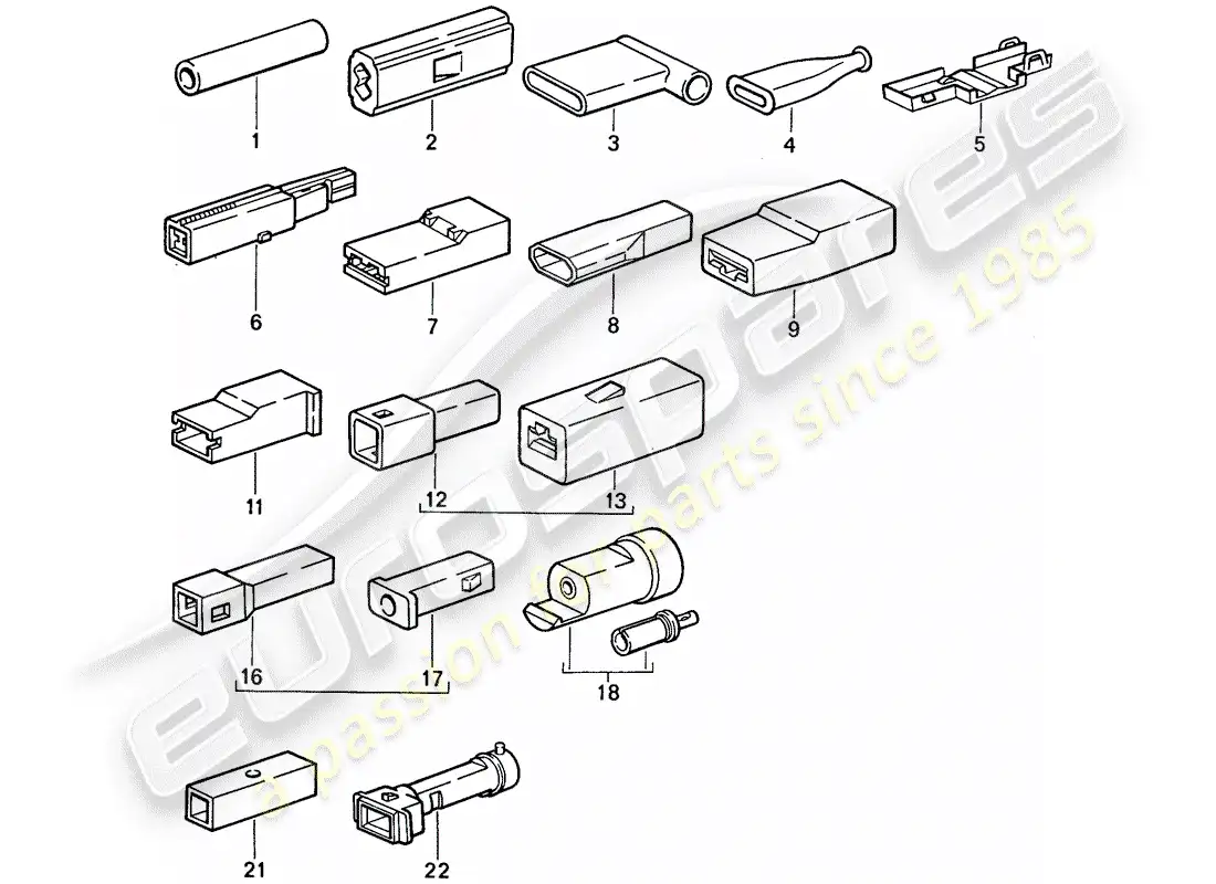 porsche 1974 (911) butt connector - connector housing parts diagram