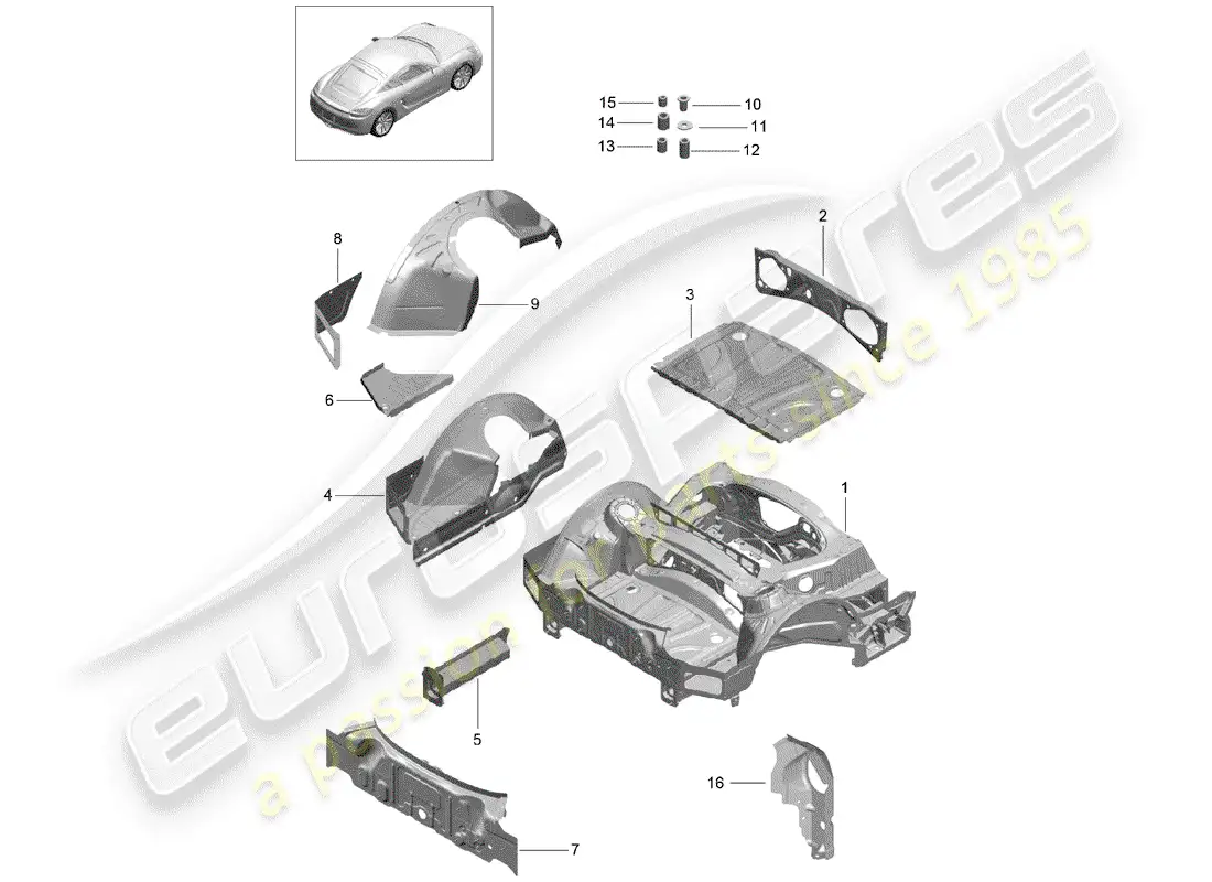 porsche 2014 (981 cayman) rear end parts diagram