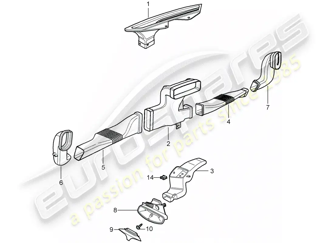 porsche 2007 (987 cayman) heater parts diagram