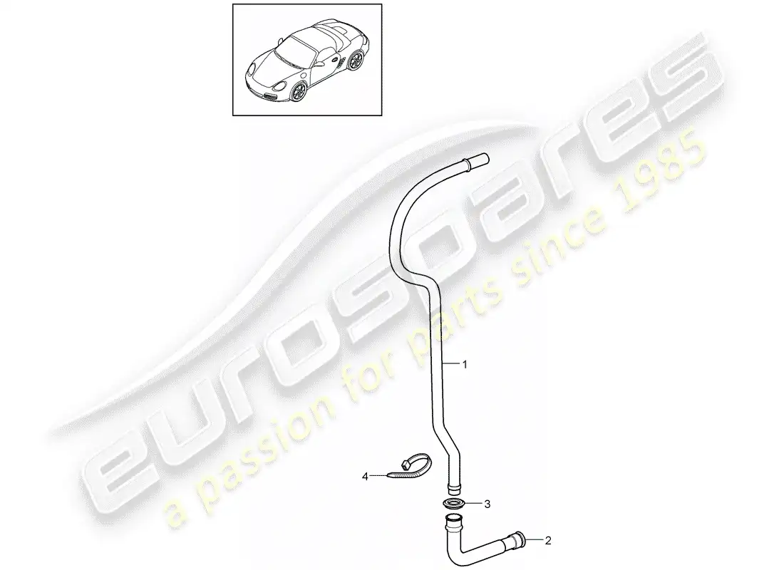 porsche 2012 (987 boxster) water drain pipe parts diagram