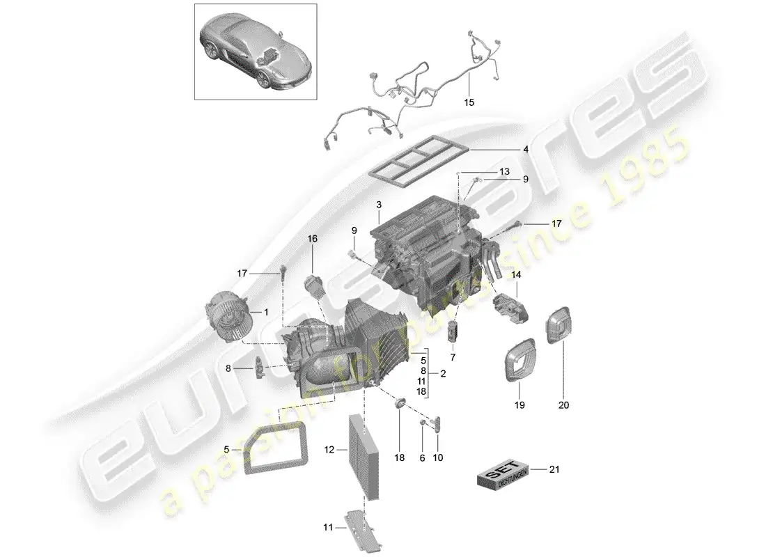 porsche 2014 (981 boxster) air conditioner parts diagram