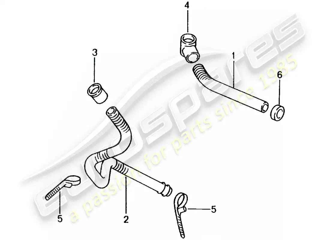 porsche 1998 (996) water drain pipe - fasteners - sound absorber - heater - air distribution housing parts diagram
