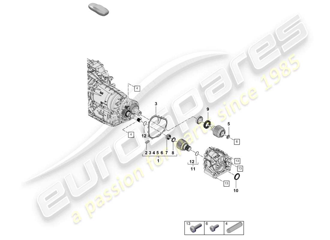 porsche 2023 (cayenne e3 pa) 8-speed automatic gearbox for vehicles with hybrid drive output gear axle shaft part diagram
