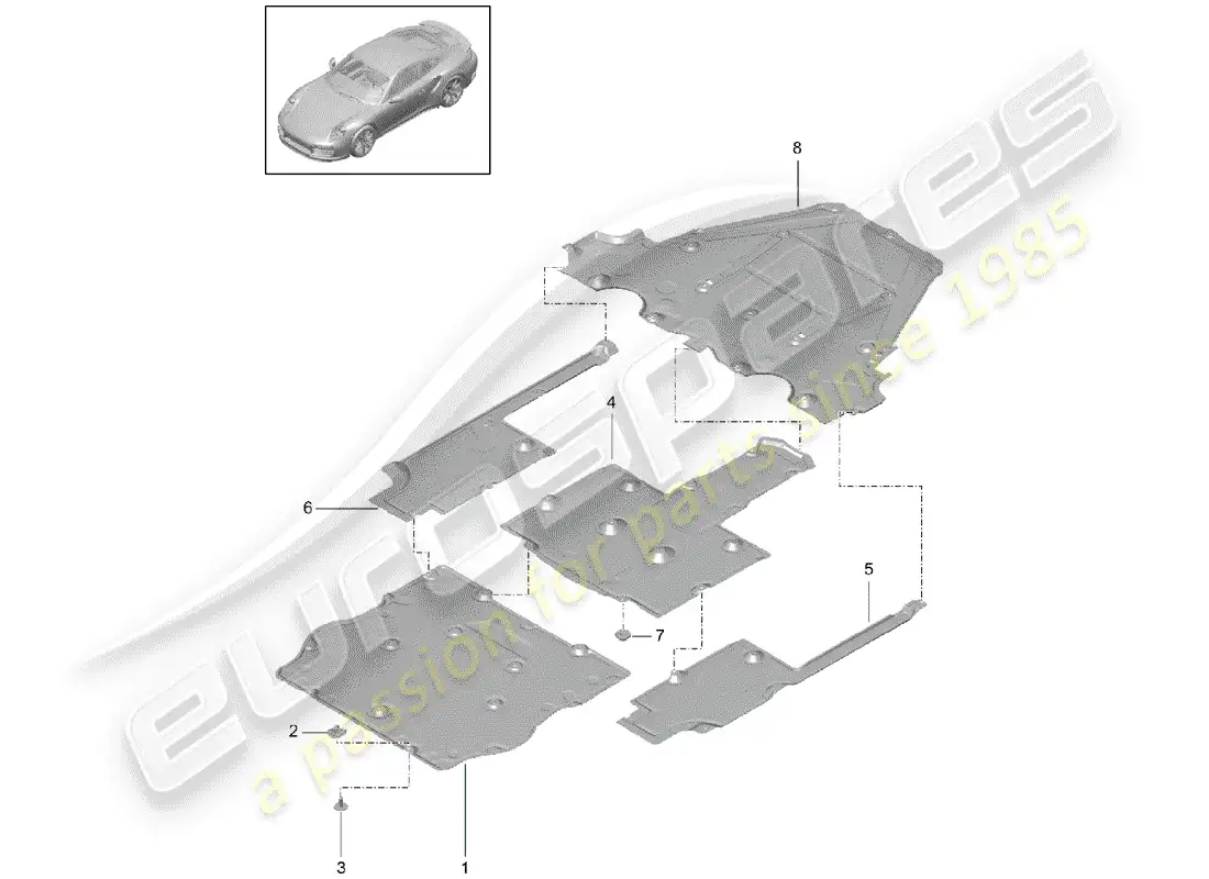 porsche 2017 (991-2 turbo) underbody parts diagram