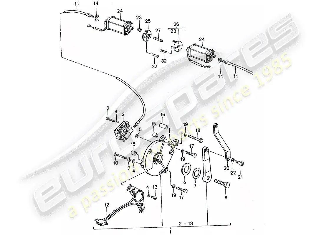 porsche 1993 (968) convertible top control - electric parts diagram