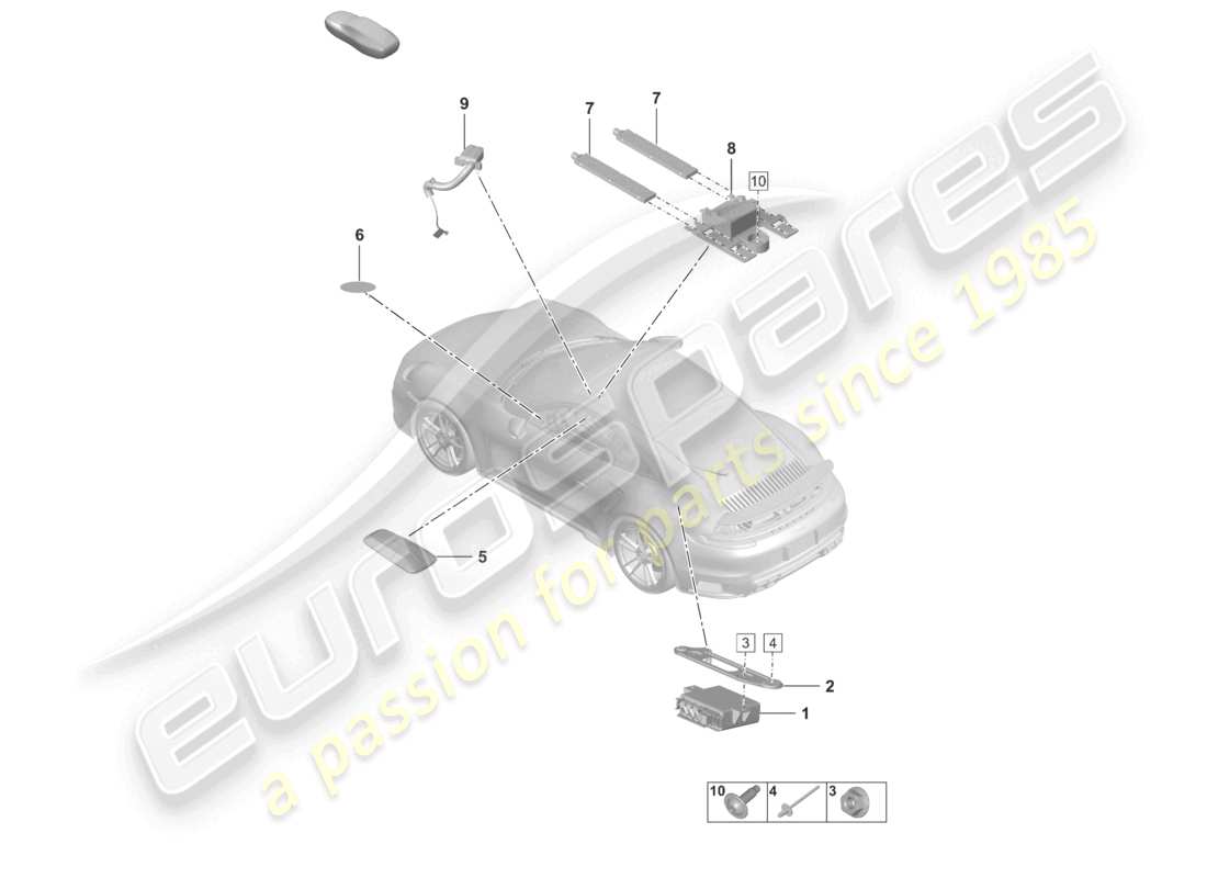 porsche 2024 (992-2 turbo / s) individual parts vts vehicle tracking driver card part diagram