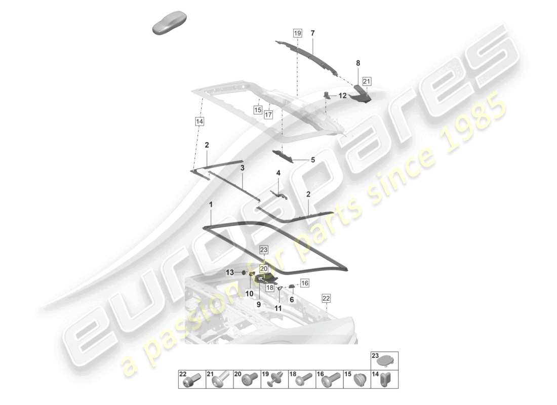 porsche 2024 (panamera 971-2) gaskets sound absorber rear lid part diagram