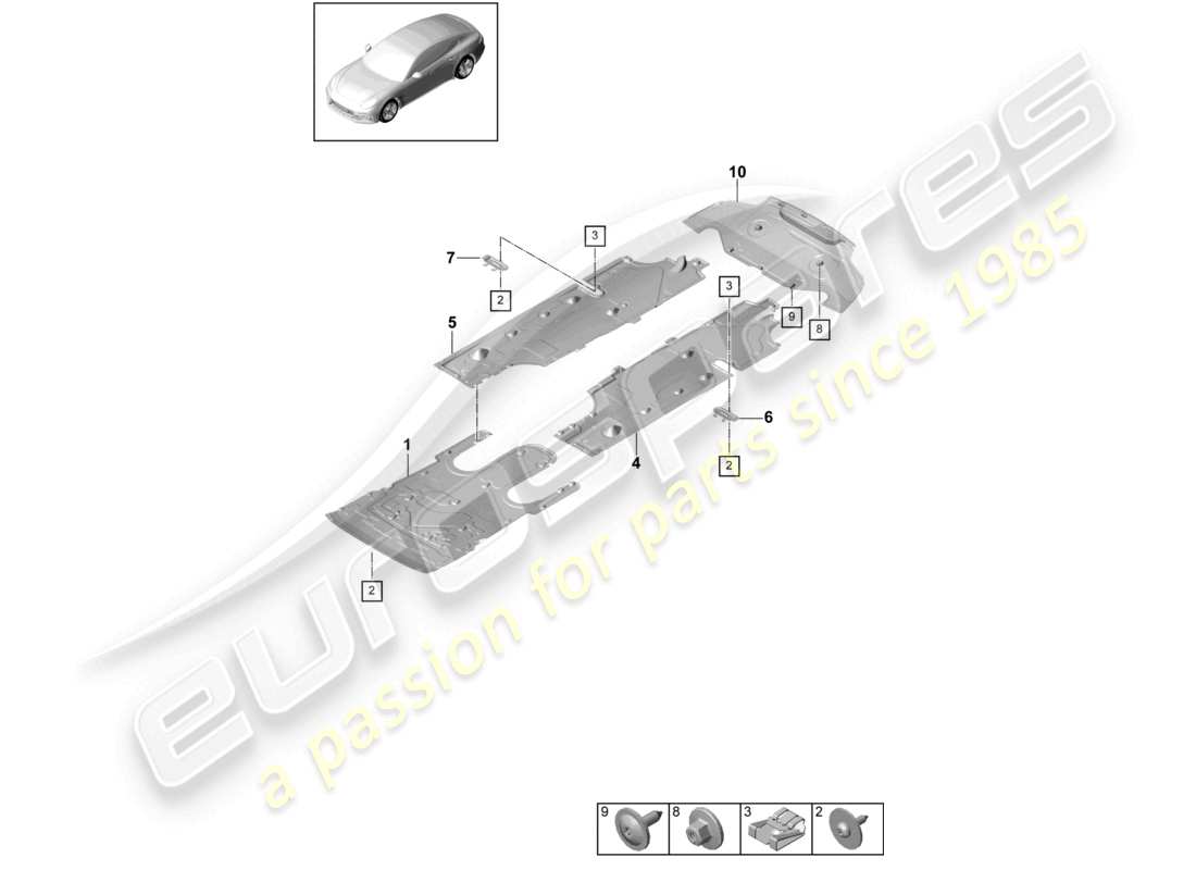 porsche 2021 (panamera 971-1) trim underbody part diagram