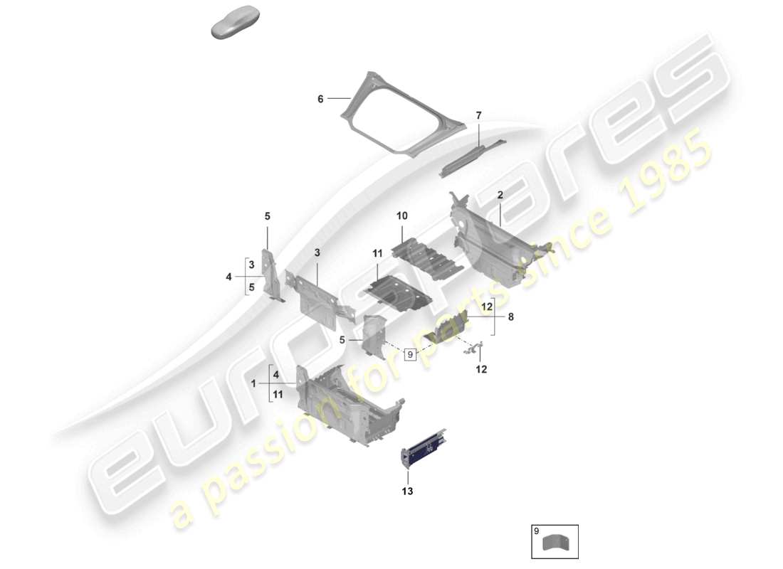 porsche 2025 (992-2 gt3/rs/st) front end boot floor plate individual parts part diagram