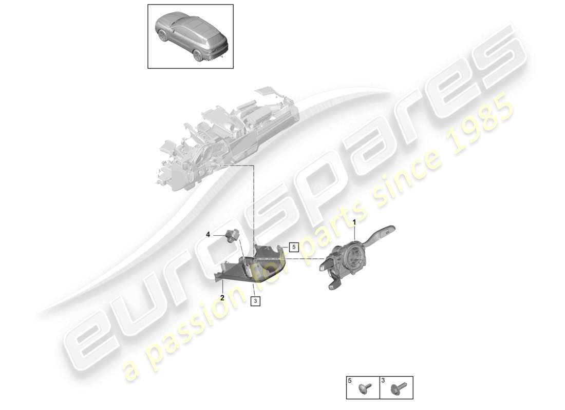 porsche 2023 (cayenne e3 9ya/9yb) steering column switch part diagram