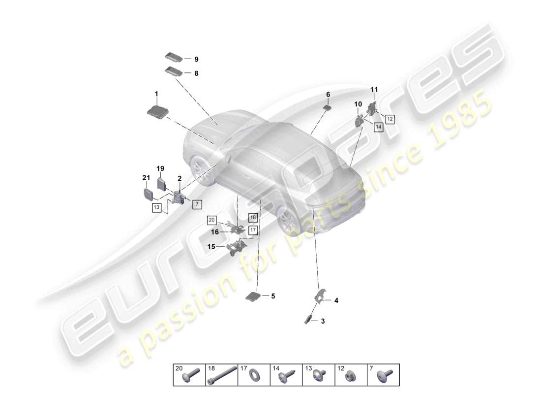 porsche 2025 (cayenne e3 pa) control unit for differential locks control unit for gateway gearbox fuel pump part diagram