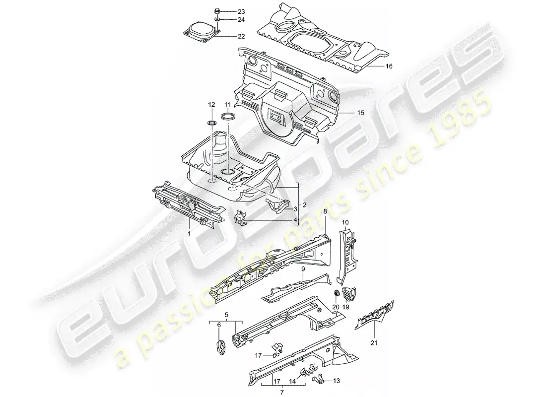 porsche 2003 (996) front end - single parts parts diagram