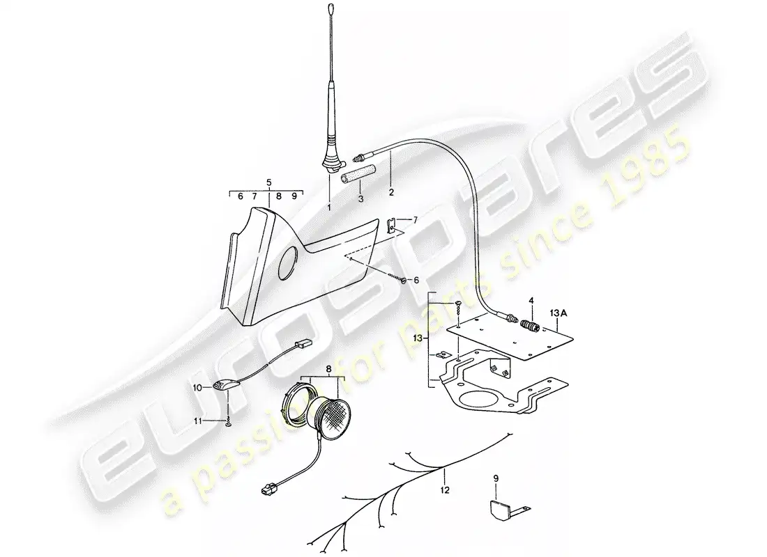 porsche 1994 (993) phone preparation parts diagram