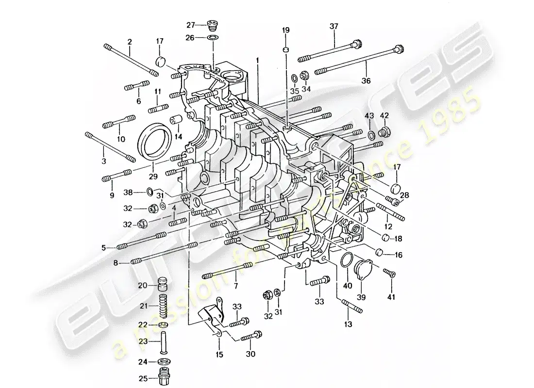 porsche 2004 (996 gt3) crankcase parts diagram