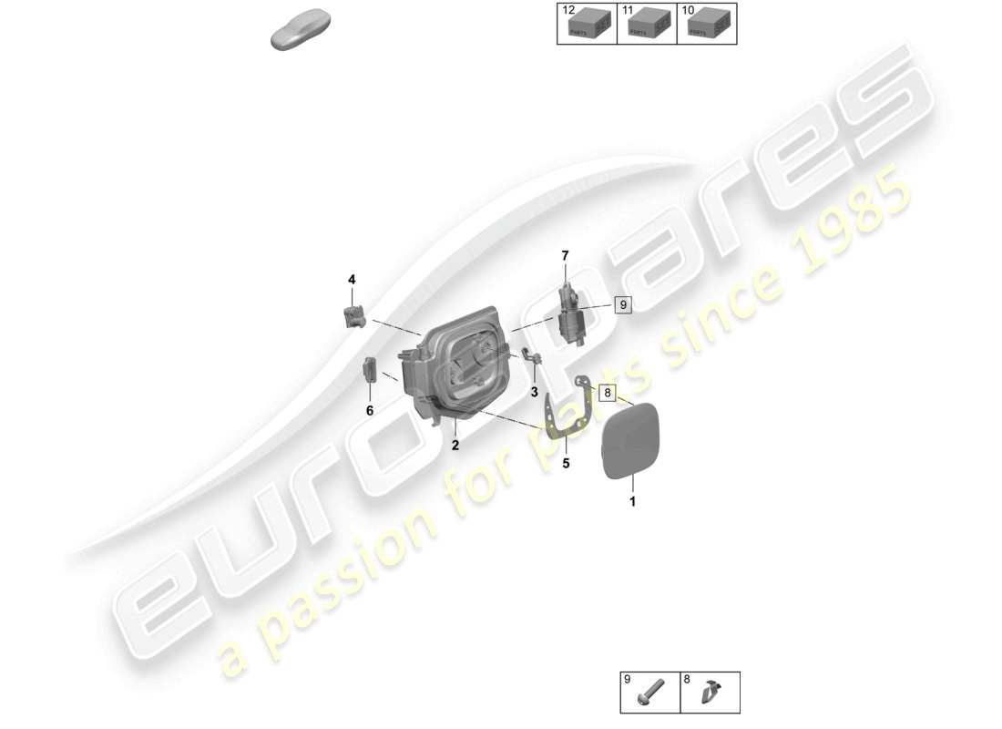 porsche 2025 (macan-e) charging flap module left a. right charging socket flap part diagram