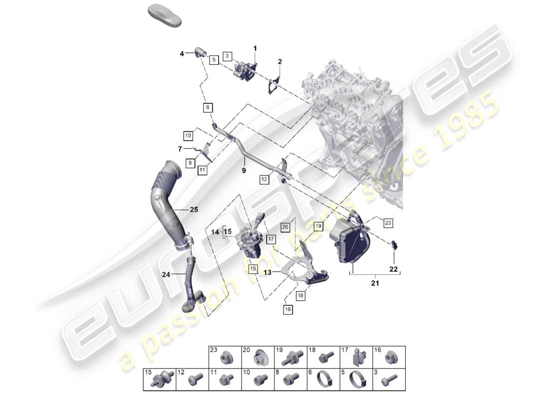 porsche 2026 (cayenne e3 pa) exhaust purification system w. secondary air injection part diagram