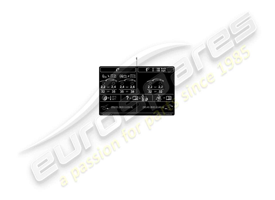 porsche 2026 (cayenne e3 pa) data plate for 20 tyre pressure for summer tyres part diagram
