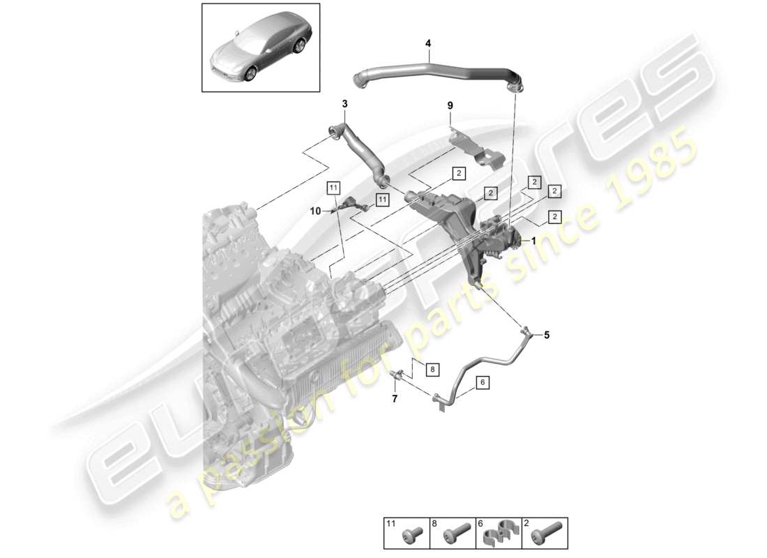 porsche 2021 (panamera 971-1) crankcase housing ventilation part diagram