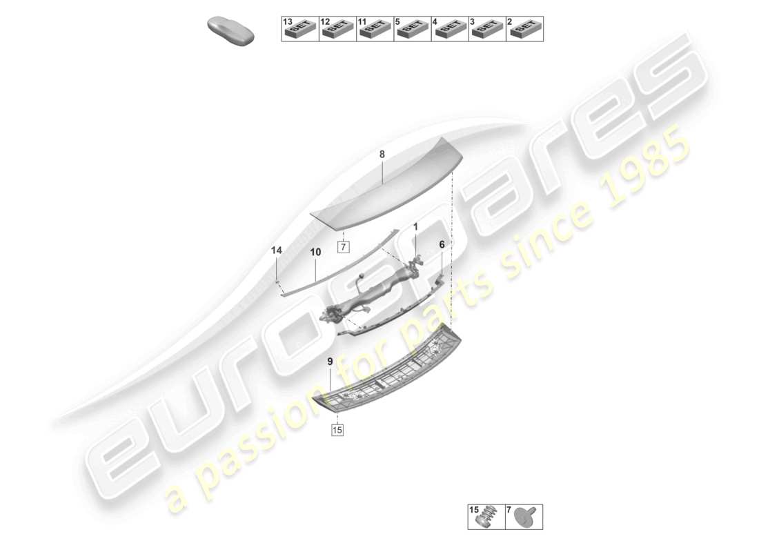porsche 2021 (taycan 9j1-1) rear spoiler part diagram