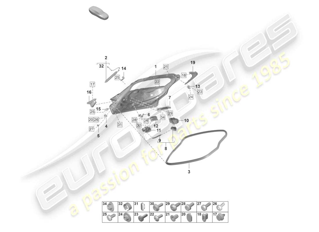porsche 2021 (taycan 9j1-1) rear lid part diagram