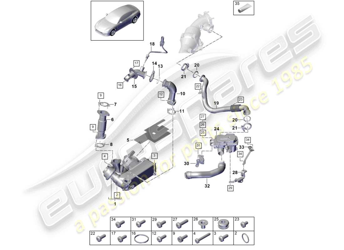 porsche 2021 (panamera 971-1) exhaust gas recirculation vacuum system parts diagram
