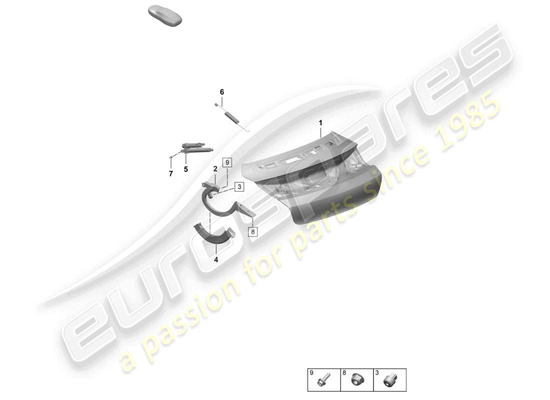 porsche 2026 (taycan 9j1-2) rear lid part diagram