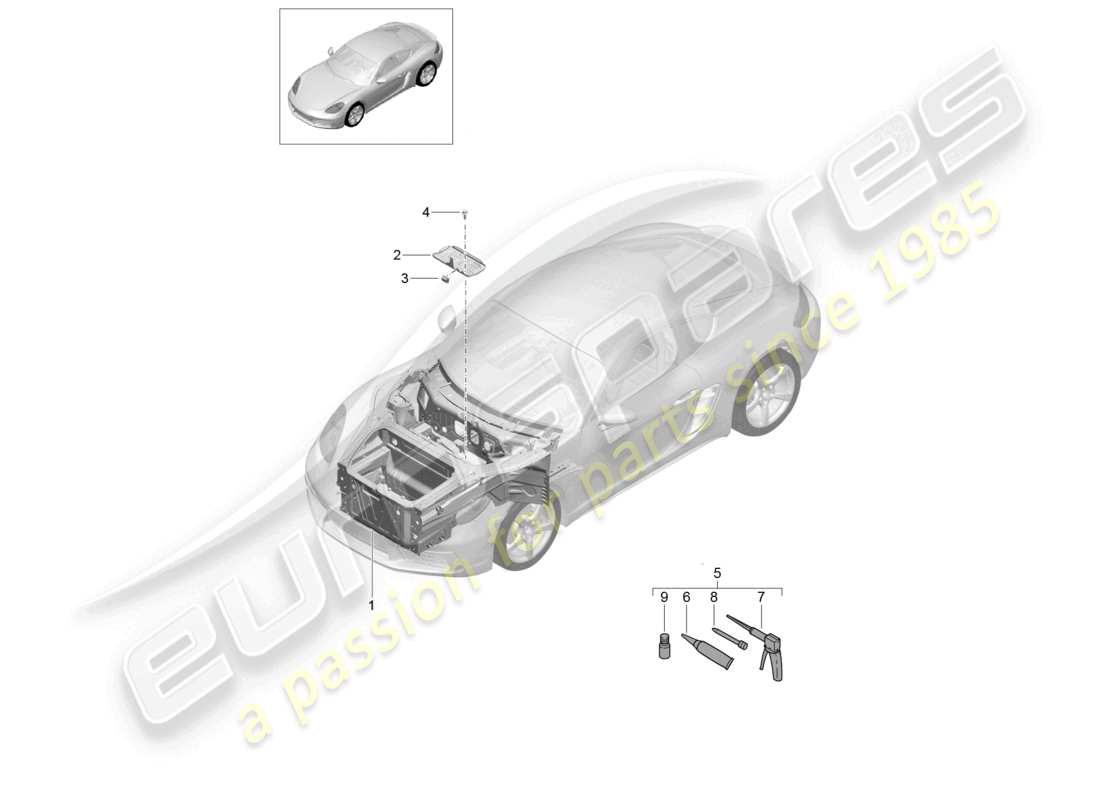 porsche 2025 (718 cayman) front end (complete) part diagram