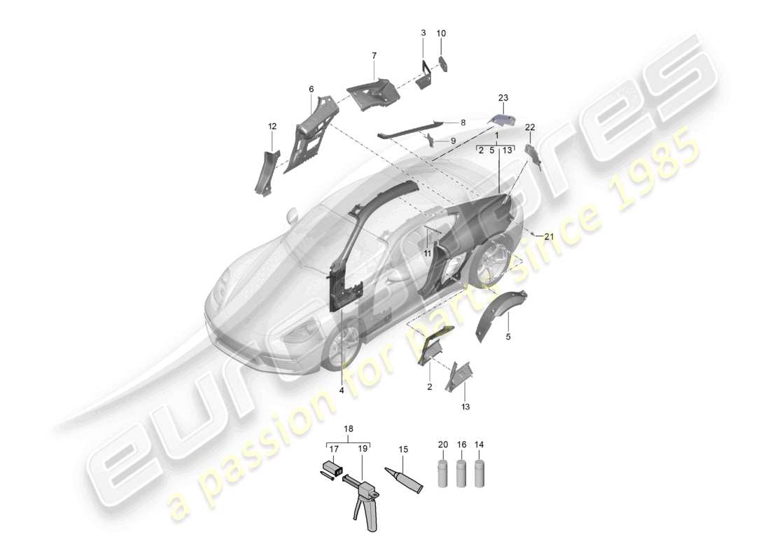 porsche 2025 (718 cayman) side part part diagram