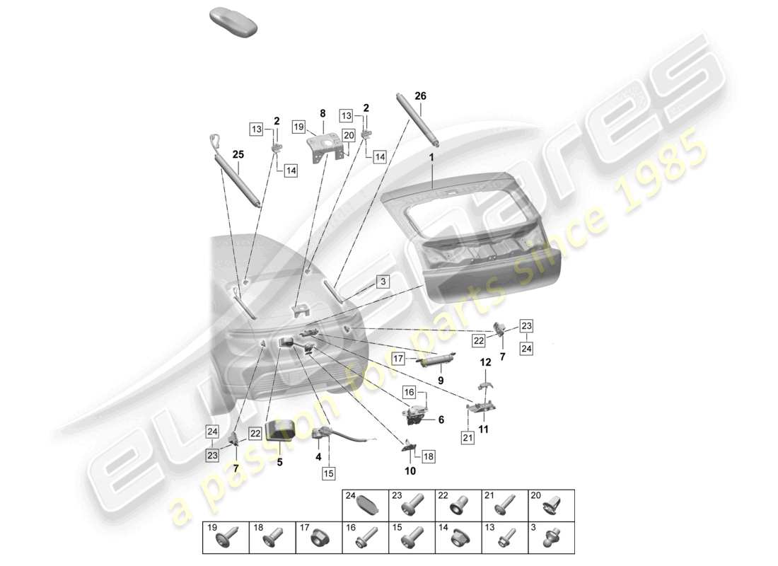 porsche 2025 (macan-e) rear lid part diagram