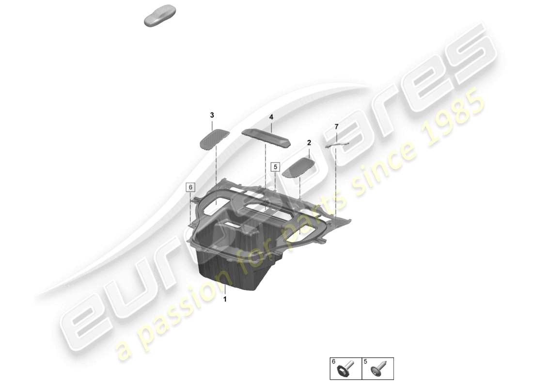 porsche 2025 (macan-e) front end luggage compartment liner water box parts diagram