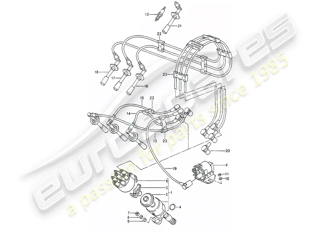 porsche 1990 (964) engine electrics 1 parts diagram