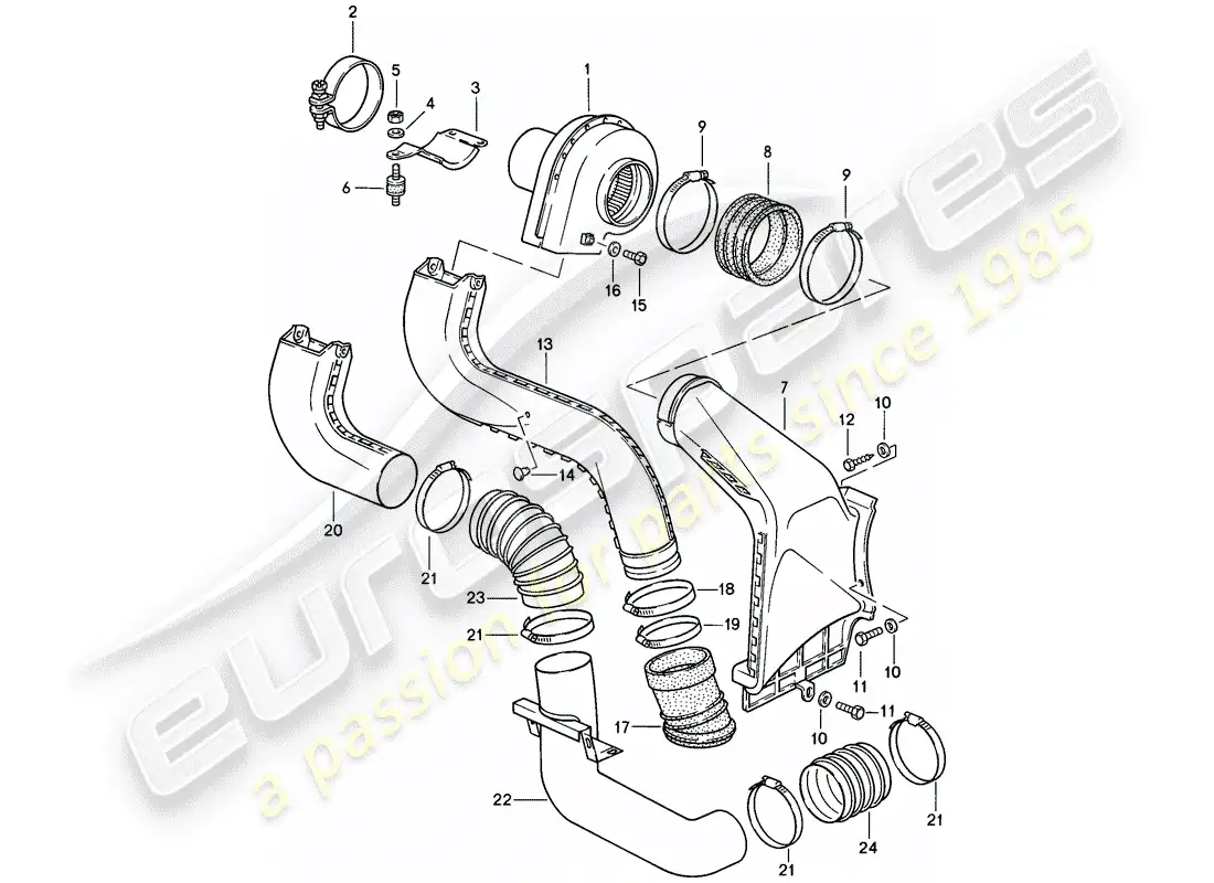 porsche 1985 (911) additional blower parts diagram