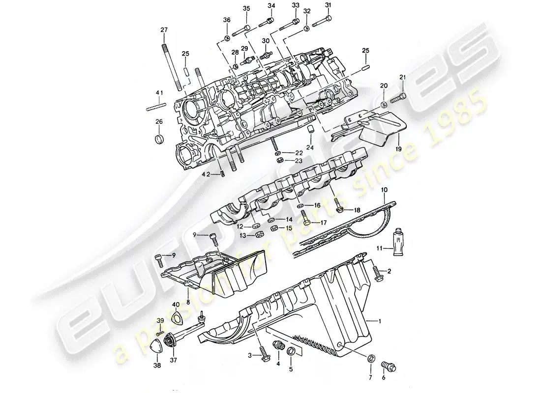 porsche 1994 (968) crankcase - fasteners parts diagram