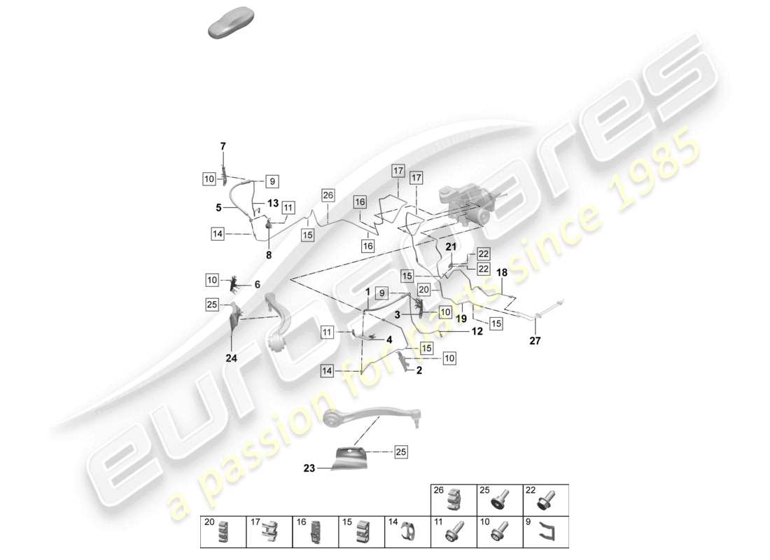 porsche 2025 (macan-e) brake line front front end parts diagram
