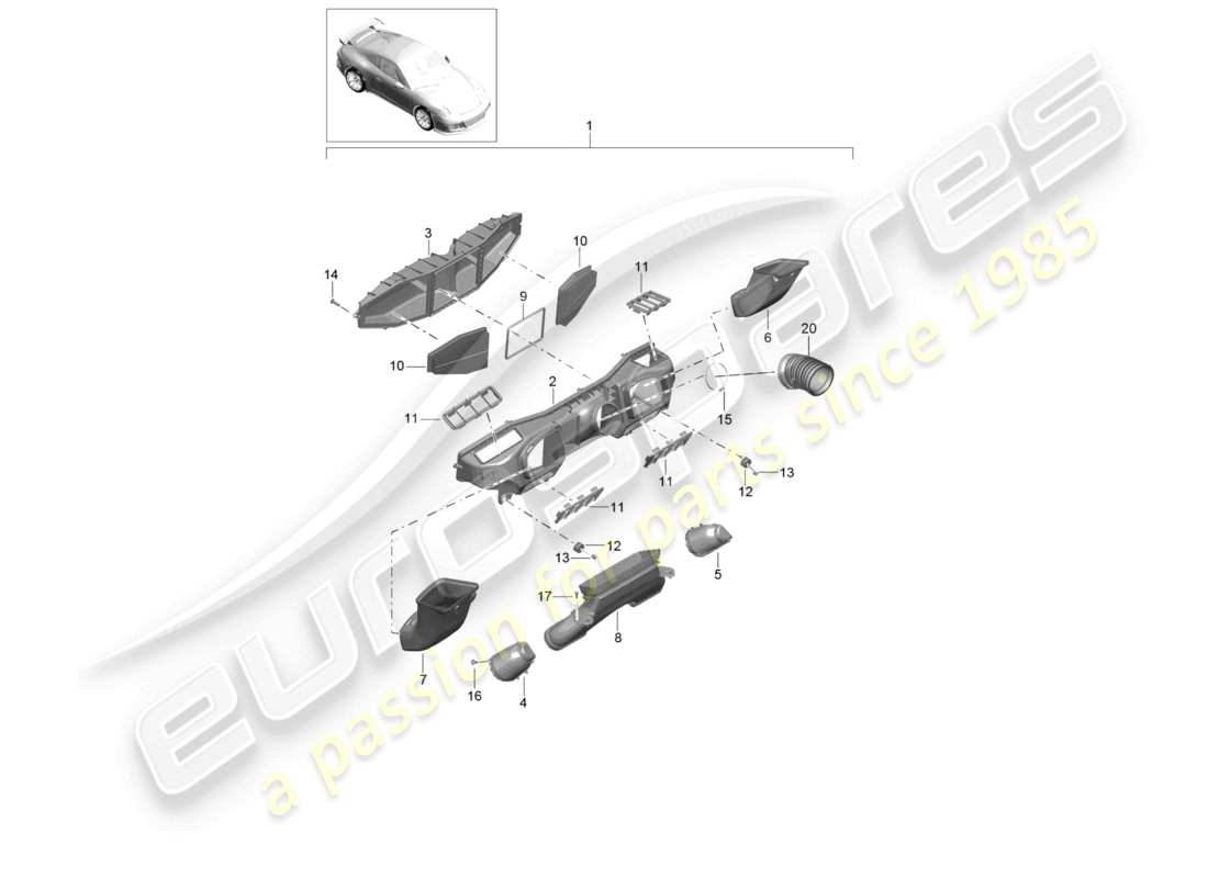 porsche 2021 (991-2 r/gt3/rs) air filter gt3 part diagram