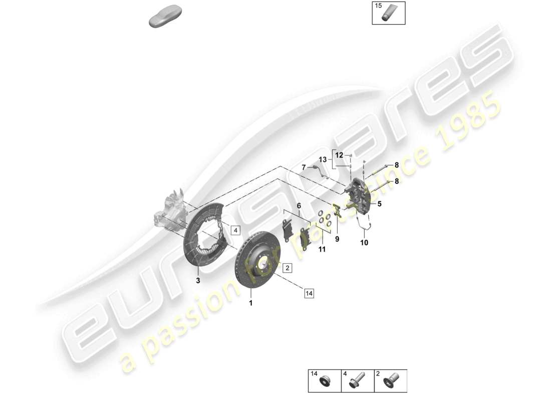 porsche 2025 (taycan 9j1-2) disc brake 19 rear axle neodyme part diagram