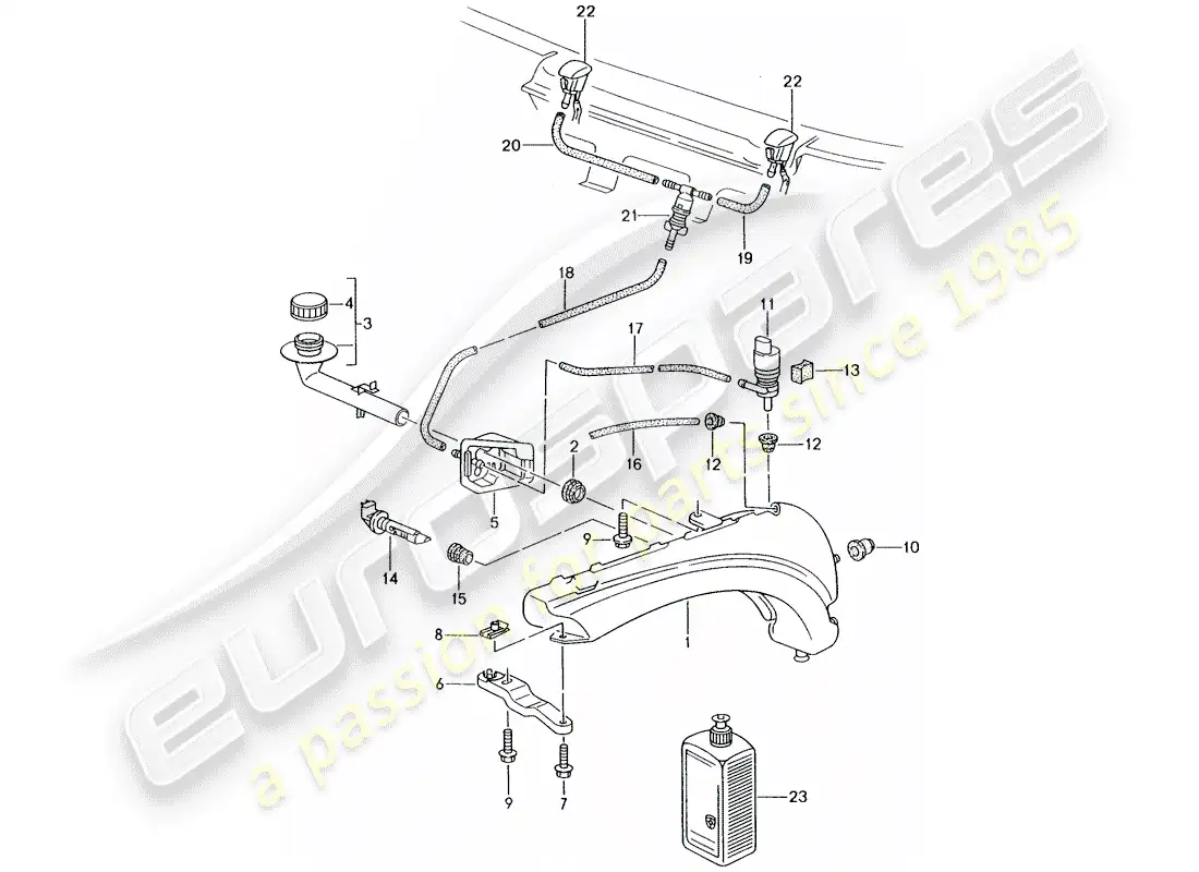 porsche 2003 (986 boxster) windshield washer unit part diagram