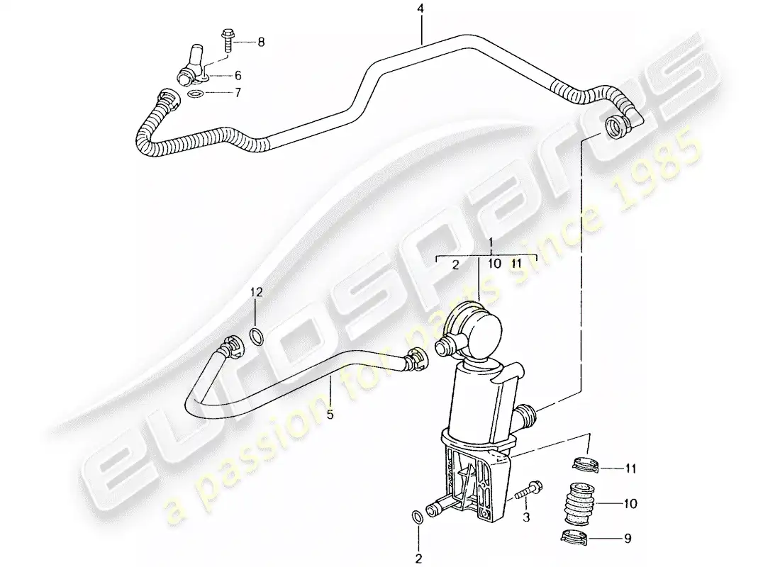 porsche 2001 (986 boxster) crankcase - oil separator parts diagram