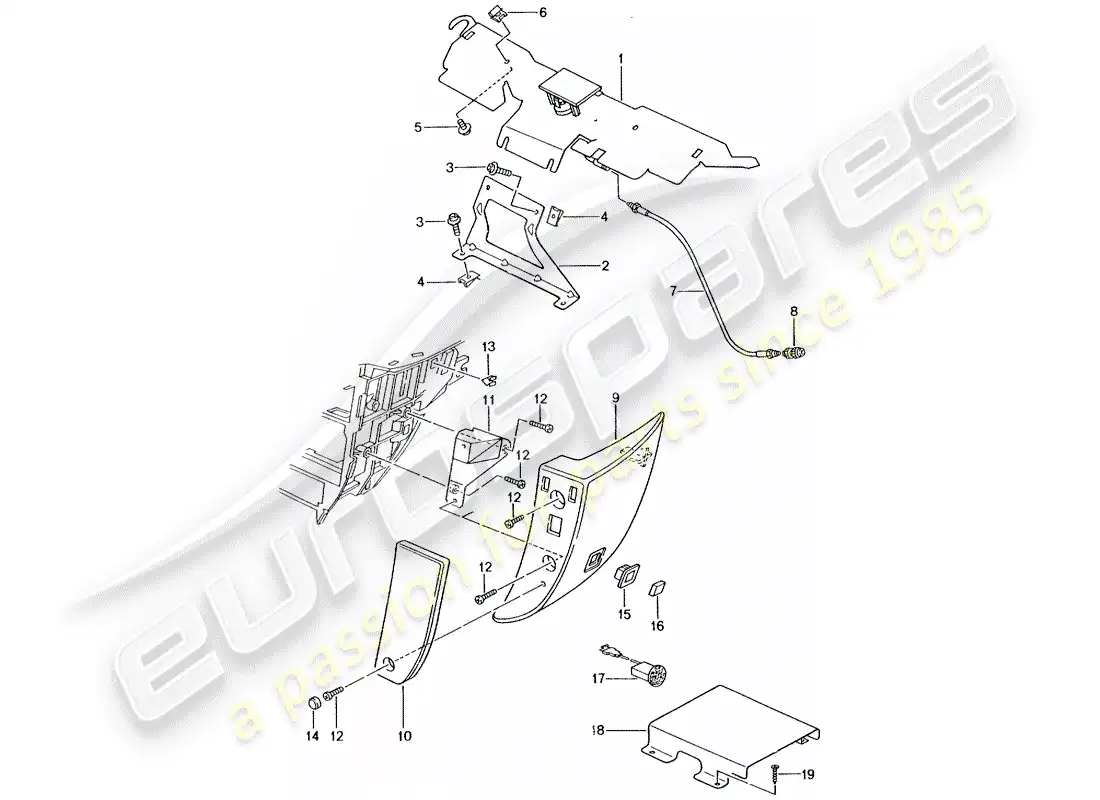 porsche 2005 (996 turbo / gt2) phone preparation parts diagram