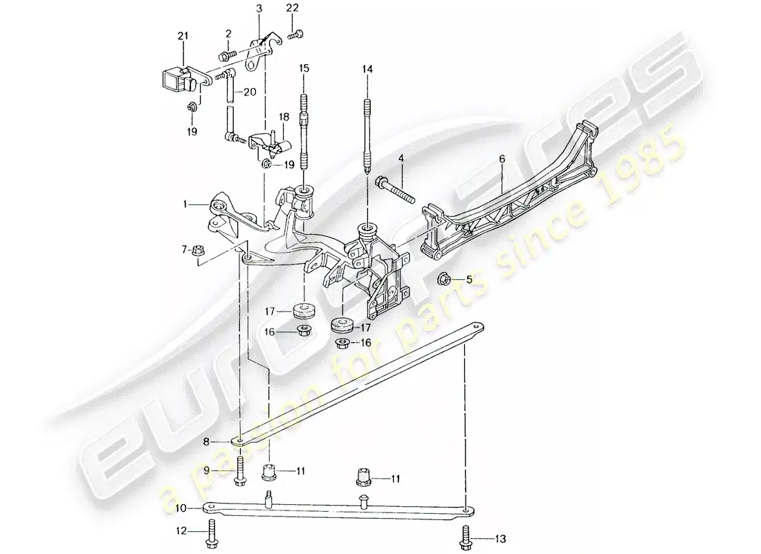 porsche 2004 (996) rear axle - side panel - bracket parts diagram