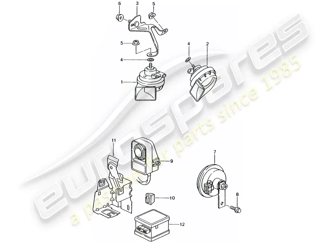 porsche 2003 (986 boxster) fanfare horn - horn - alarm system part diagram