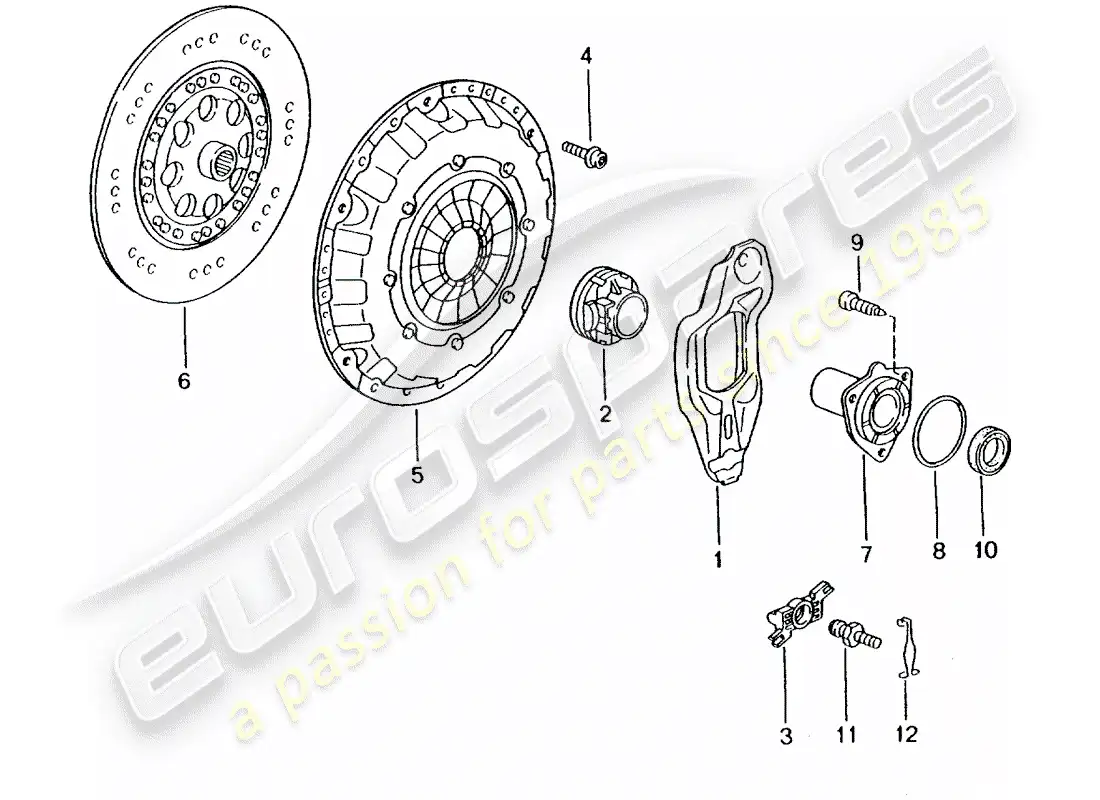 porsche 2001 (986 boxster) clutch parts diagram