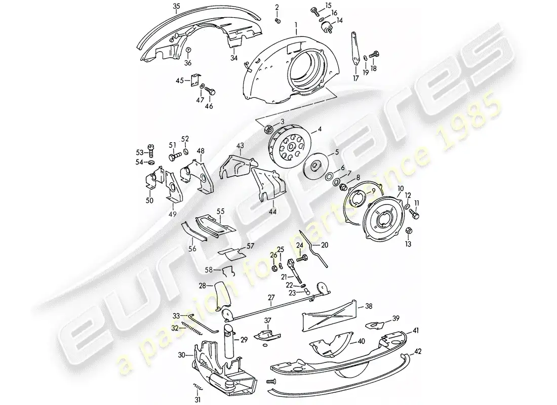 porsche 1965 (356b/356c) air cooling - heater - old version parts diagram