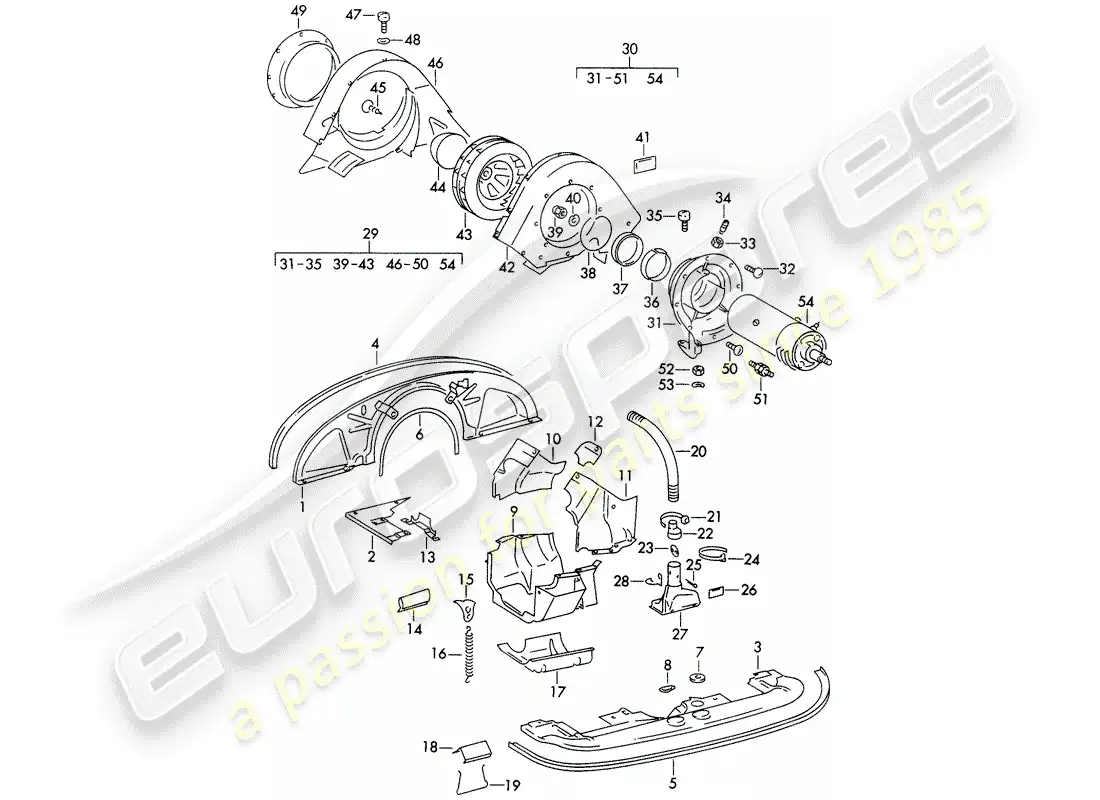 porsche 1965 (356b/356c) air cooling parts diagram