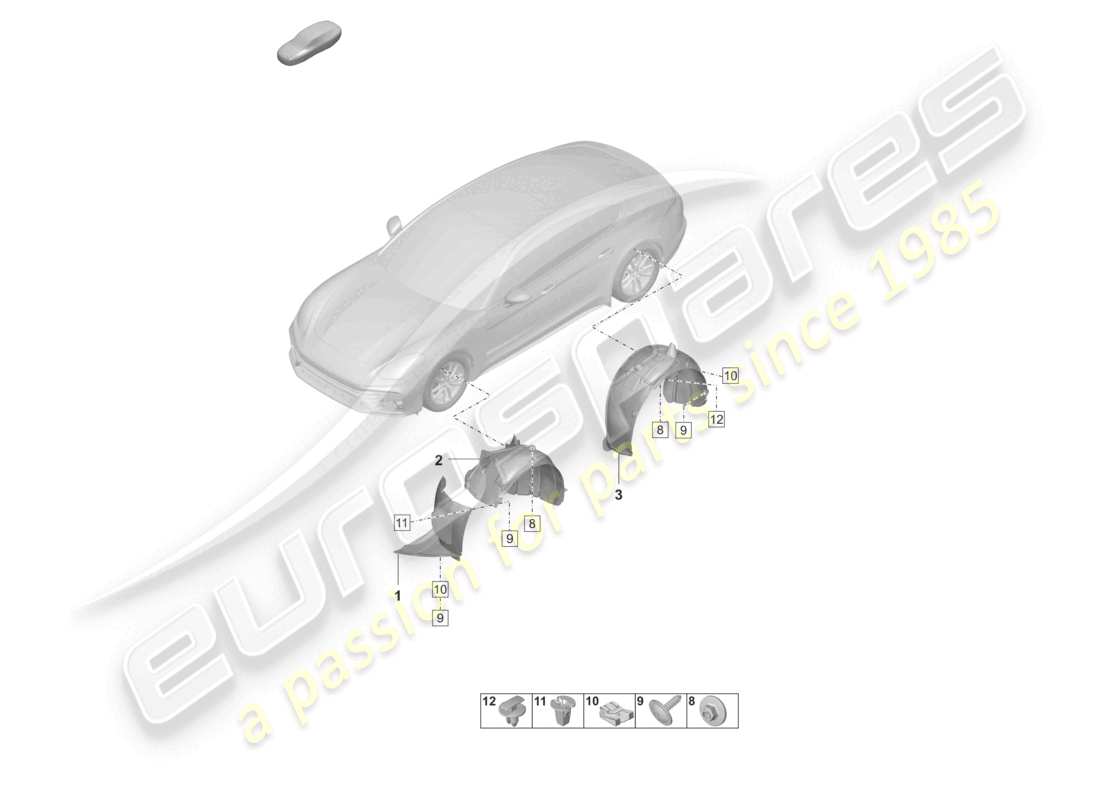 porsche 2023 (panamera 971-2) trim wheel housing liner part diagram